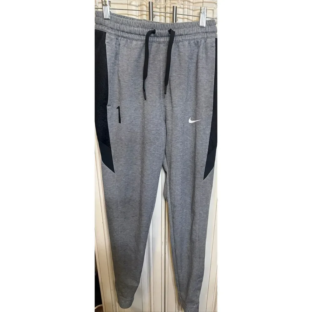 Nike Youth Dri-Fit Stock Showtime Basketball Jogger Pants Gray Black Size Small